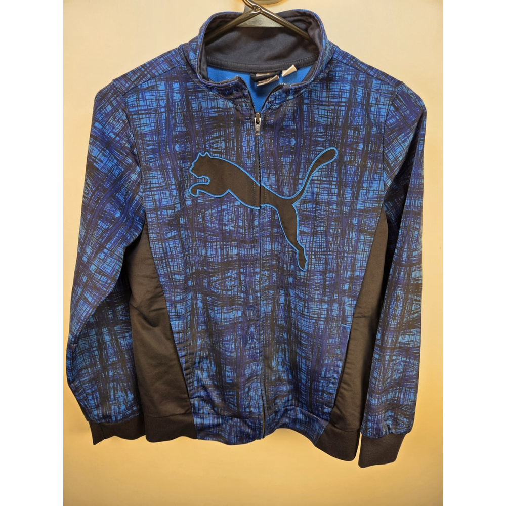 Puma Full Zip Long Sleeves Women Sweater Blue and Black Size 12 Pre-Owned